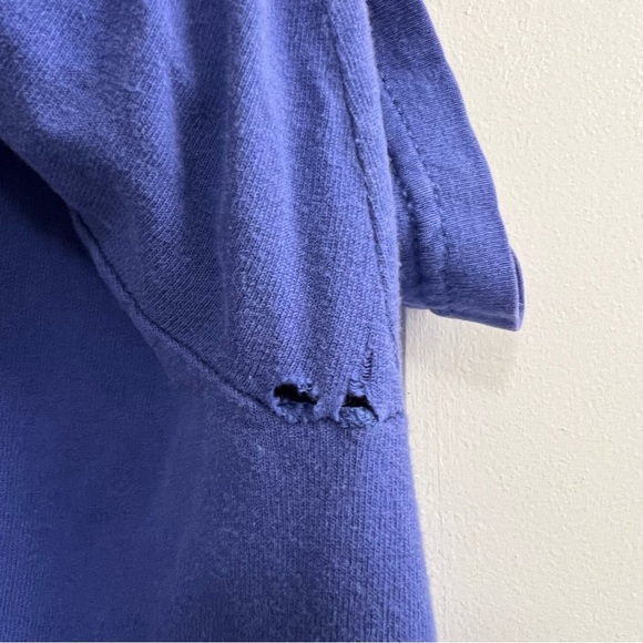 Nike Shirt Large Blue Swoosh Made In USA Vintage Embroidered Logo *Hole - Picture 3 of 6